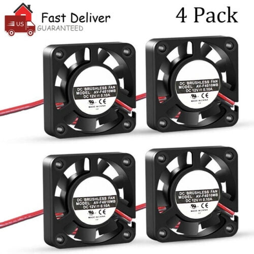 4Pcs 12V Cooling Computer Case Fan 4010 40x40x10mm F DC PC 3D Printer 2-Pin USA 4Pcs 12V Cooling Computer Case Fan 4010 40x40x10mm F DC PC 3D Printer 2-Pin USA